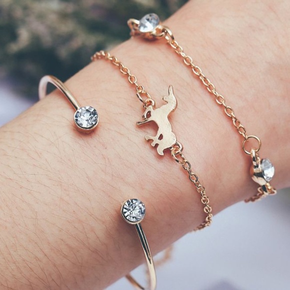**MARIA* 3-Pc Gold Rhinestone Fashion Bracelet Set - Picture 1 of 6